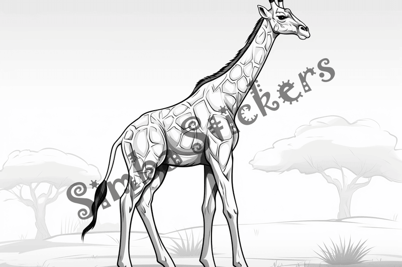 Colouring pages, bundle of giraffess, 25 images 2