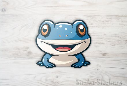 Blue lizard happy and smiling