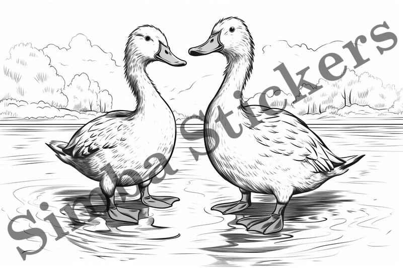 Colouring pages, Bundle of ducks in love, 10 images