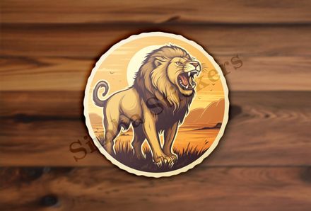 Male lion in the Savanna at sunrise