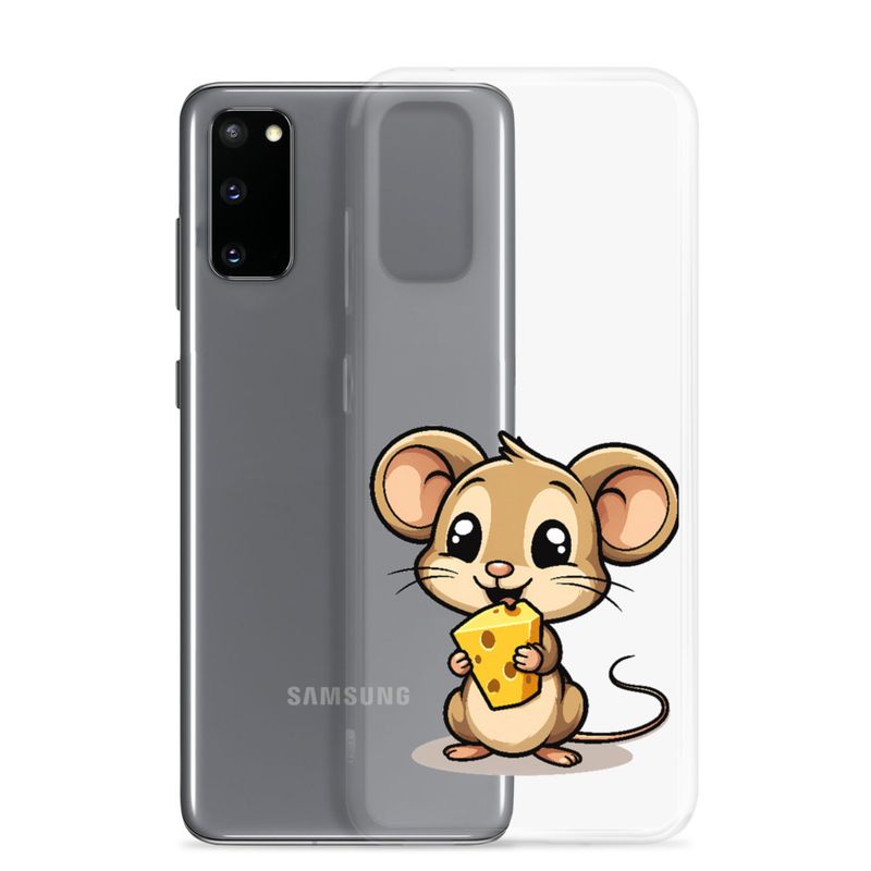 Clear Case for Samsung, Small Mouse happily licking large chunk of cheese, pqapy6