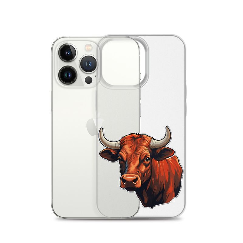 Clear Case for iPhone, Bull face, partial side view, bpor80