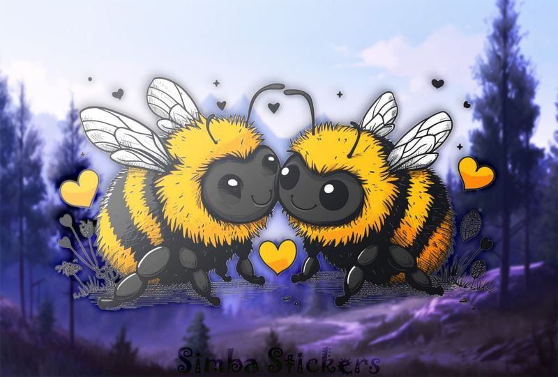Bees in love cheek-to-cheek