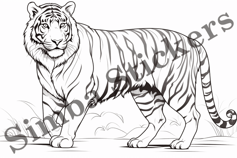 Colouring pages, bundle of tigers, 25 images