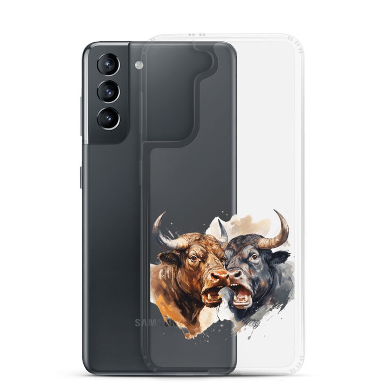 Clear Case for Samsung, Bulls facing up to each other, watercolour, dx5eff