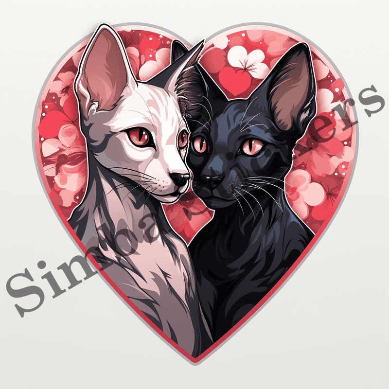 Oriental Shorthair cats in love, image set, 10 images