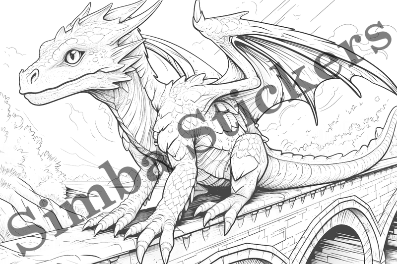 Colouring pages, bundle of dragons, 25 images