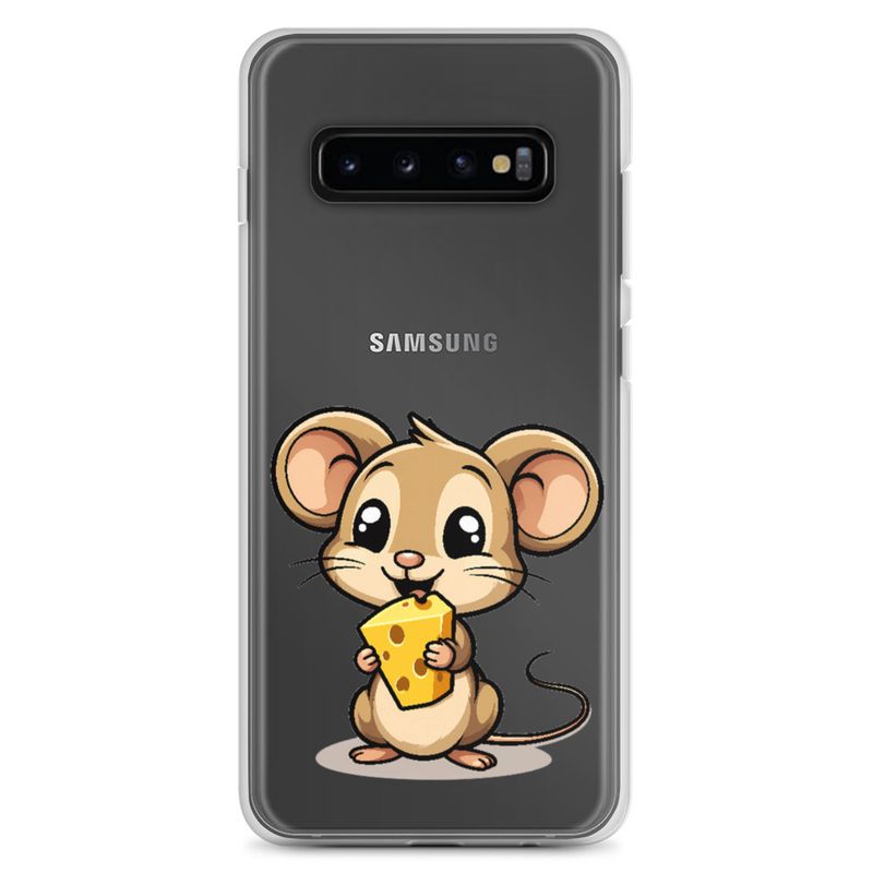 Clear Case for Samsung, Small Mouse happily licking large chunk of cheese, pqapy6