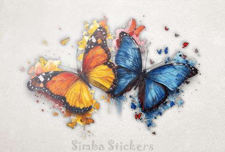 Butterflies in love, strong colours, watercolour, unjw71