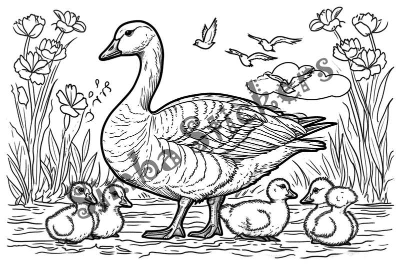 Colouring pages, bundle of geese, 25 images