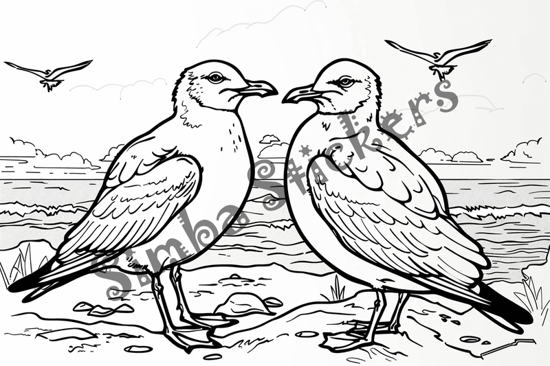 Colouring pages, bundle of seagulls 2, 25 images