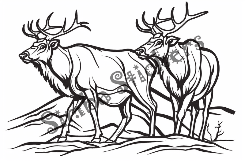 Colouring pages, bundle of elks, 25 images