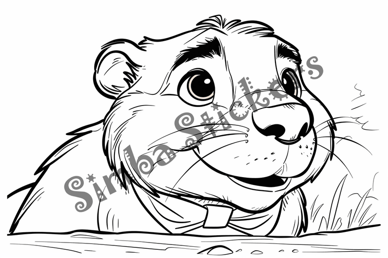 Colouring pages, bundle of singular beavers, 25 images