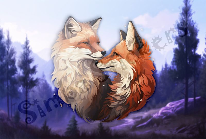 Two red foxes nose-to-nose