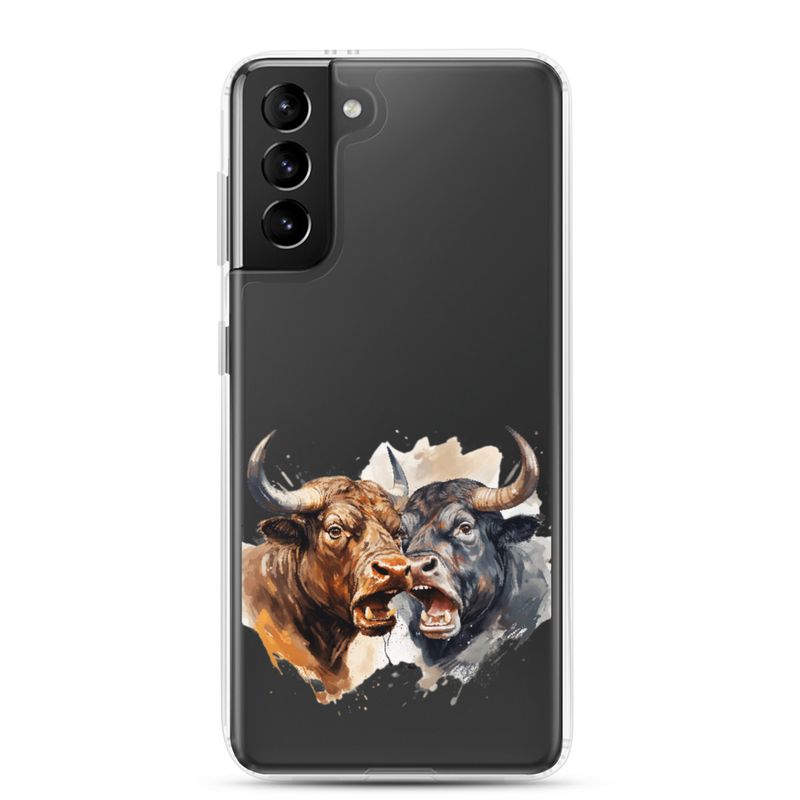 Clear Case for Samsung, Bulls facing up to each other, watercolour, dx5eff