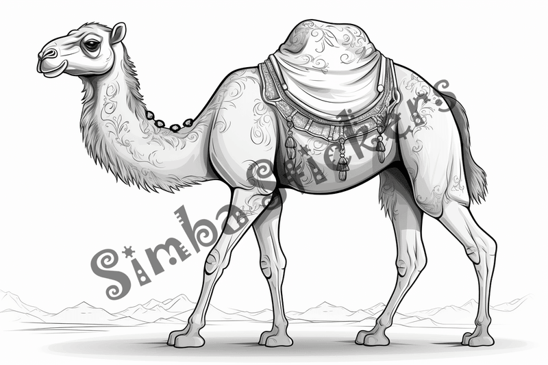 Colouring pages, bundle of camels, 25 images