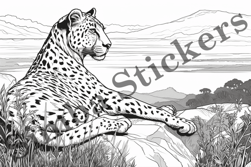 Colouring pages, Bundle of cheetahs, 10 images