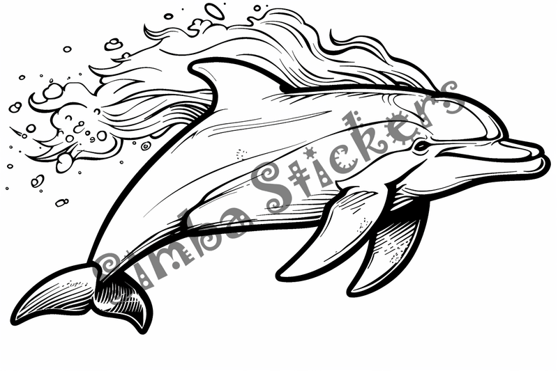 Colouring pages, bundle of dolphins under water, 10 images