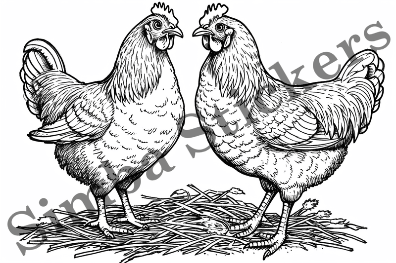 Colouring pages, Bundle of chicken in love, 10 images