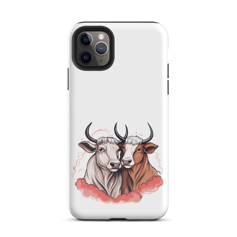 Tough Case for iPhone, Bull and cow, romantic, reddish clouds, qoucds