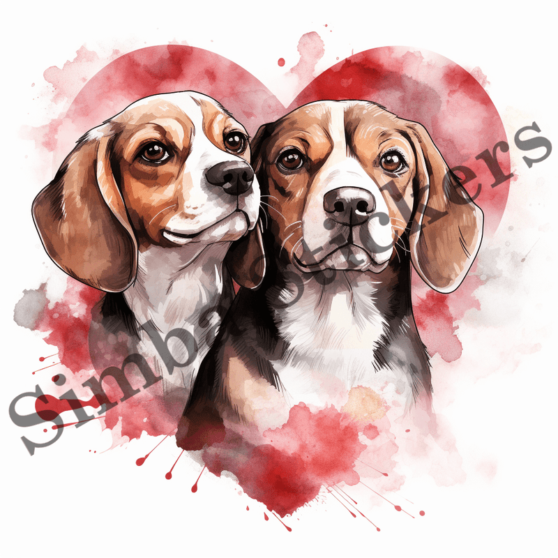 Beagle dogs in love, image set, 10 images
