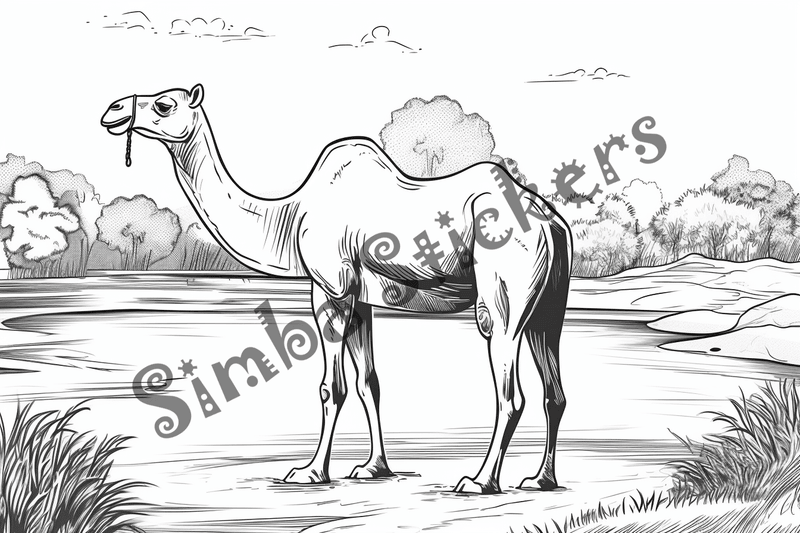 Colouring pages, bundle of singular camels, 10 images