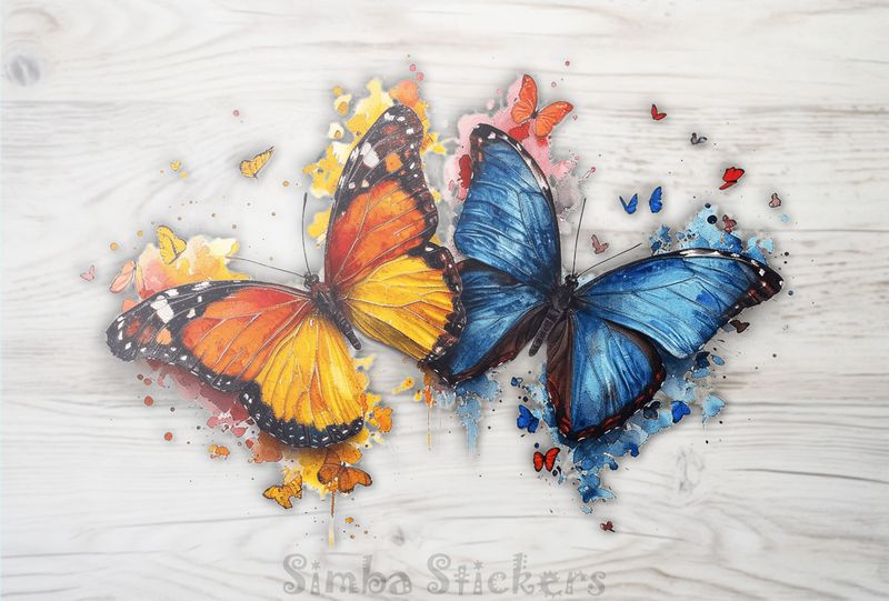 Butterflies in love, strong colours, watercolour, unjw71