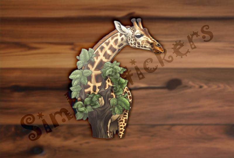 Giraffe behind tree with leaves in the Savanna