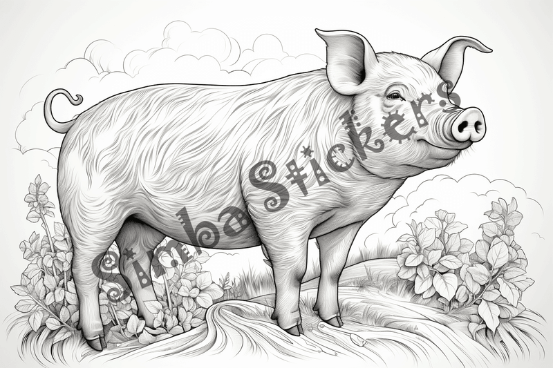 Colouring pages, bundle of pigs, 25 images 2