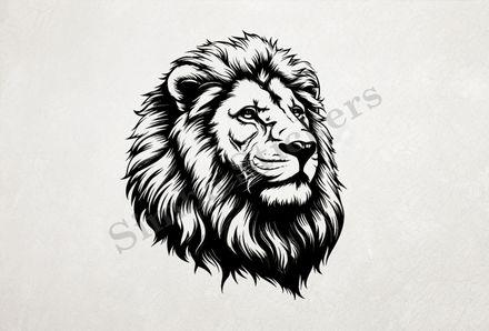 Majestic-looking lion, outline art
