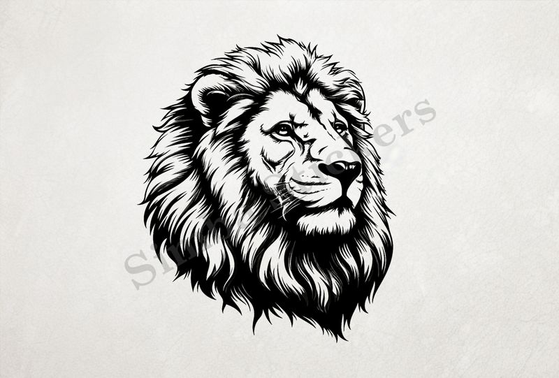 Majestic-looking lion, outline art
