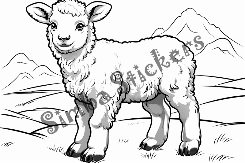 Colouring pages, bundle of singular sheep, 10 images