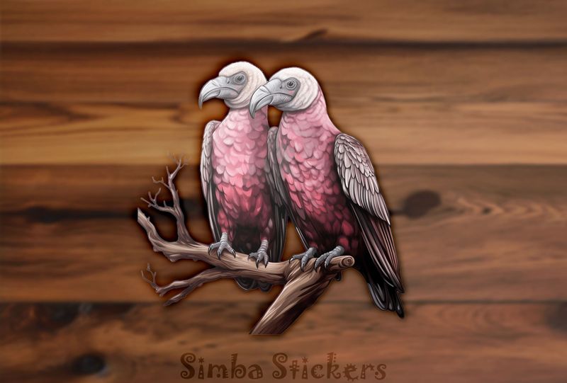 Bald Vultures in love perching on branch, syvsim