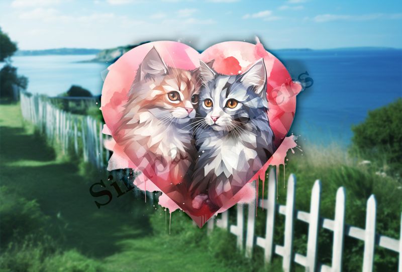 Cats in love, watercolour