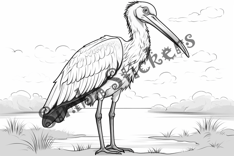Colouring pages, bundle of marabou storks 2, 25 images