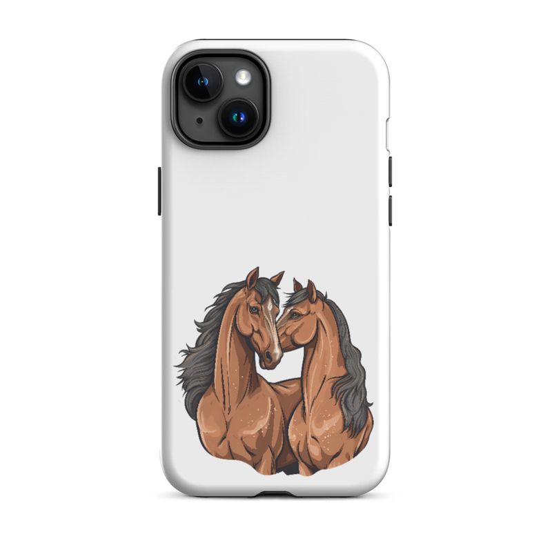 Tough Case for iPhone, Two brown horses snuggling, tdwcyd