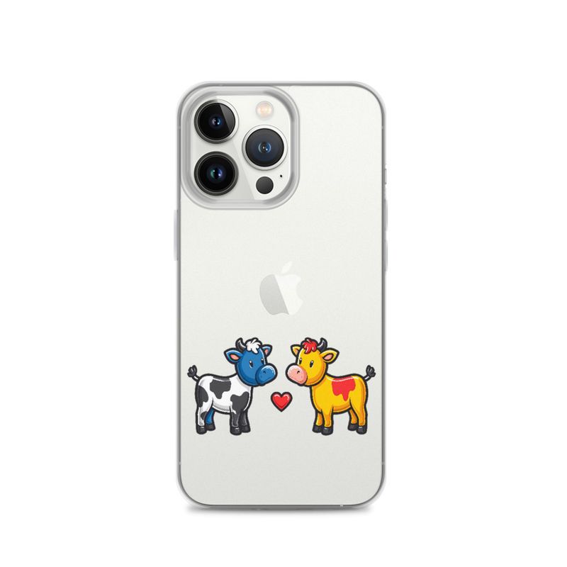Clear Case for iPhone, Cattle, bull and cow in love, both colourful, zbyzzs