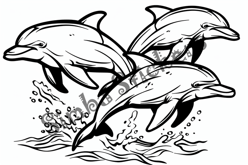 Colouring pages, bundle of dolphins, 25 images 2
