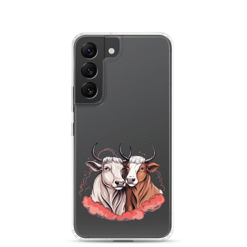 Clear Case for Samsung, Bull and cow, romantic, reddish clouds, qoucds