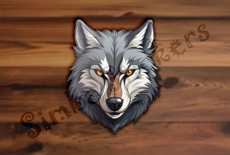 Wolf looking with stony gaze