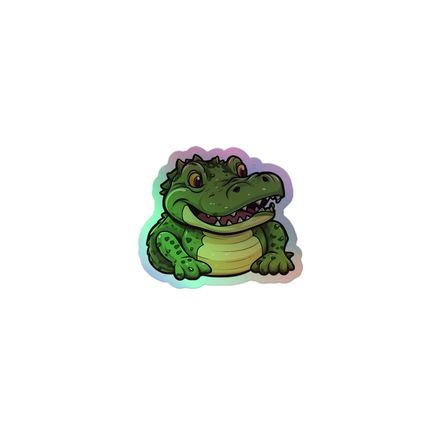 Kiss-Cut Holographic Stickers, Crocodile surprised 