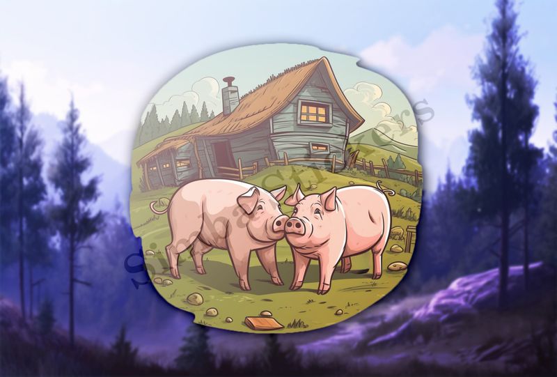 Two pigs cheeck-to-cheek on a farm