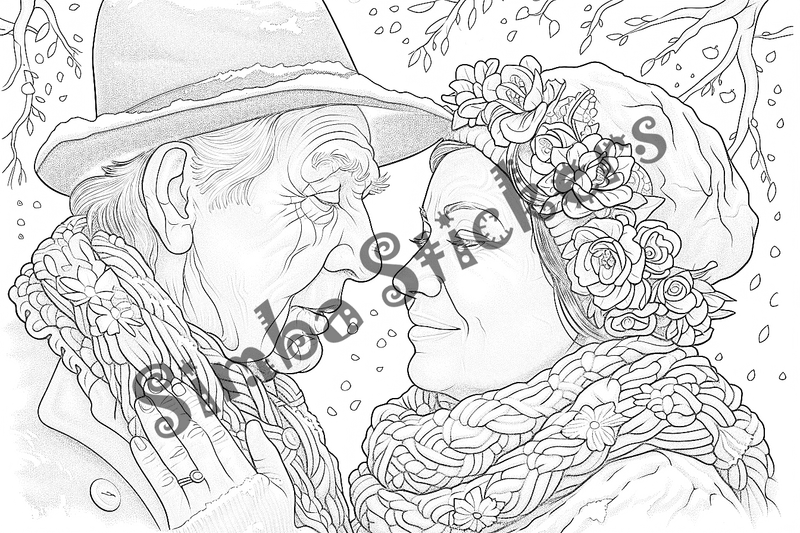 Colouring pages, bundle of people, grandparents and family, 25 images