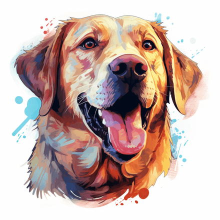 Labrador Retriever dogs, watercolour portraits, image set, 10 images