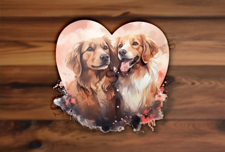 Dogs in love, watercolour