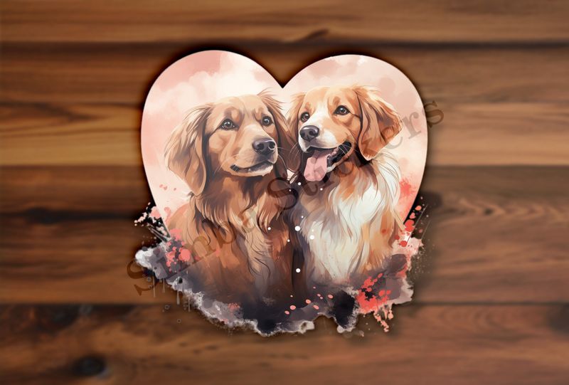 Dogs in love, watercolour