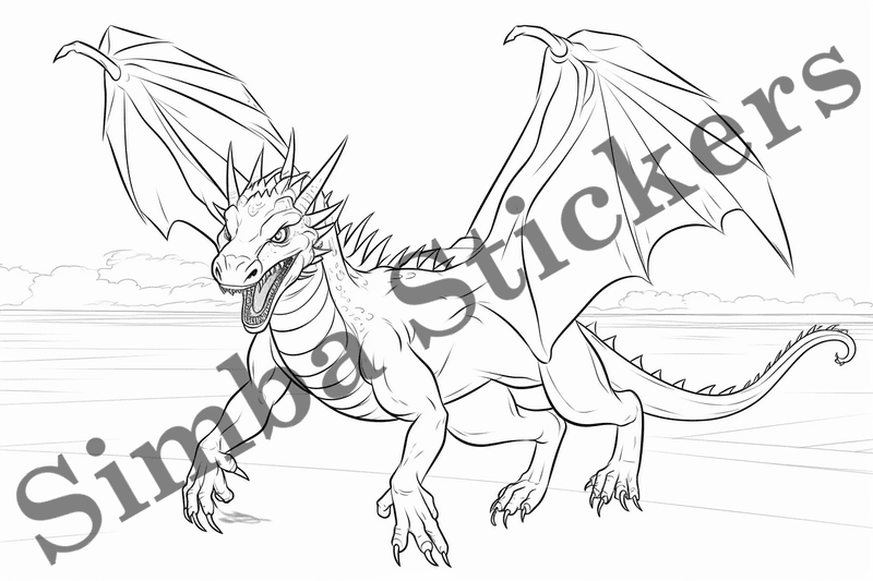 Colouring pages, bundle of dragons, simple, 10 images