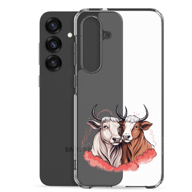 Clear Case for Samsung, Bull and cow, romantic, reddish clouds, qoucds