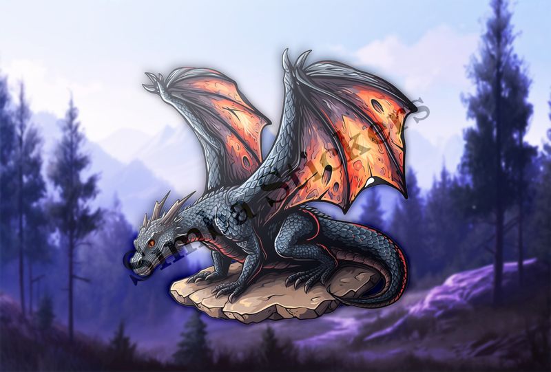Black dragon with focused stare, homing in on prey