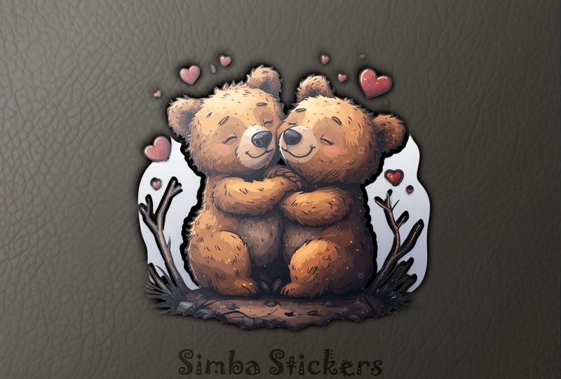Bears cubs smiling cheek-to-cheek with Valentine&#x27;s hearts, eg3uze
